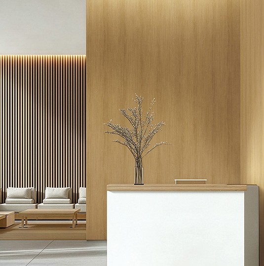 W949 Oak Medium Wood Interior Film in a real interior setting